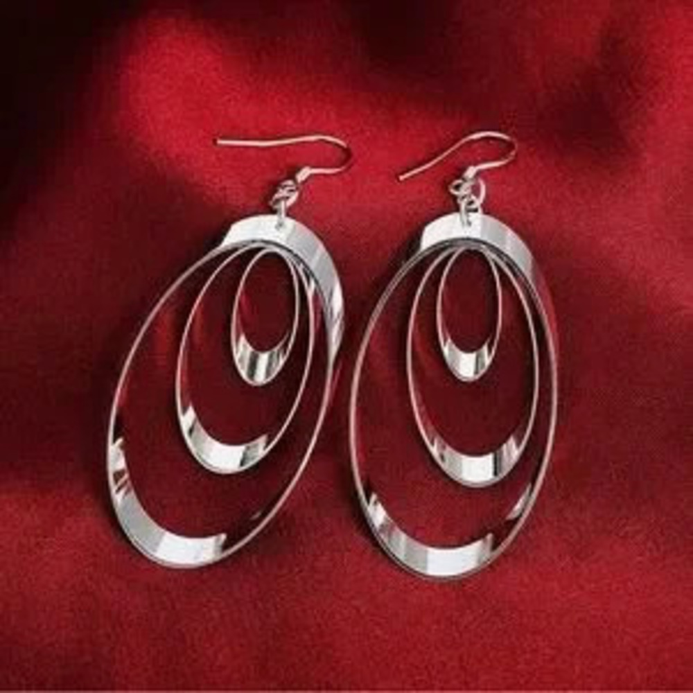 Silver Three Circle Drop earrings